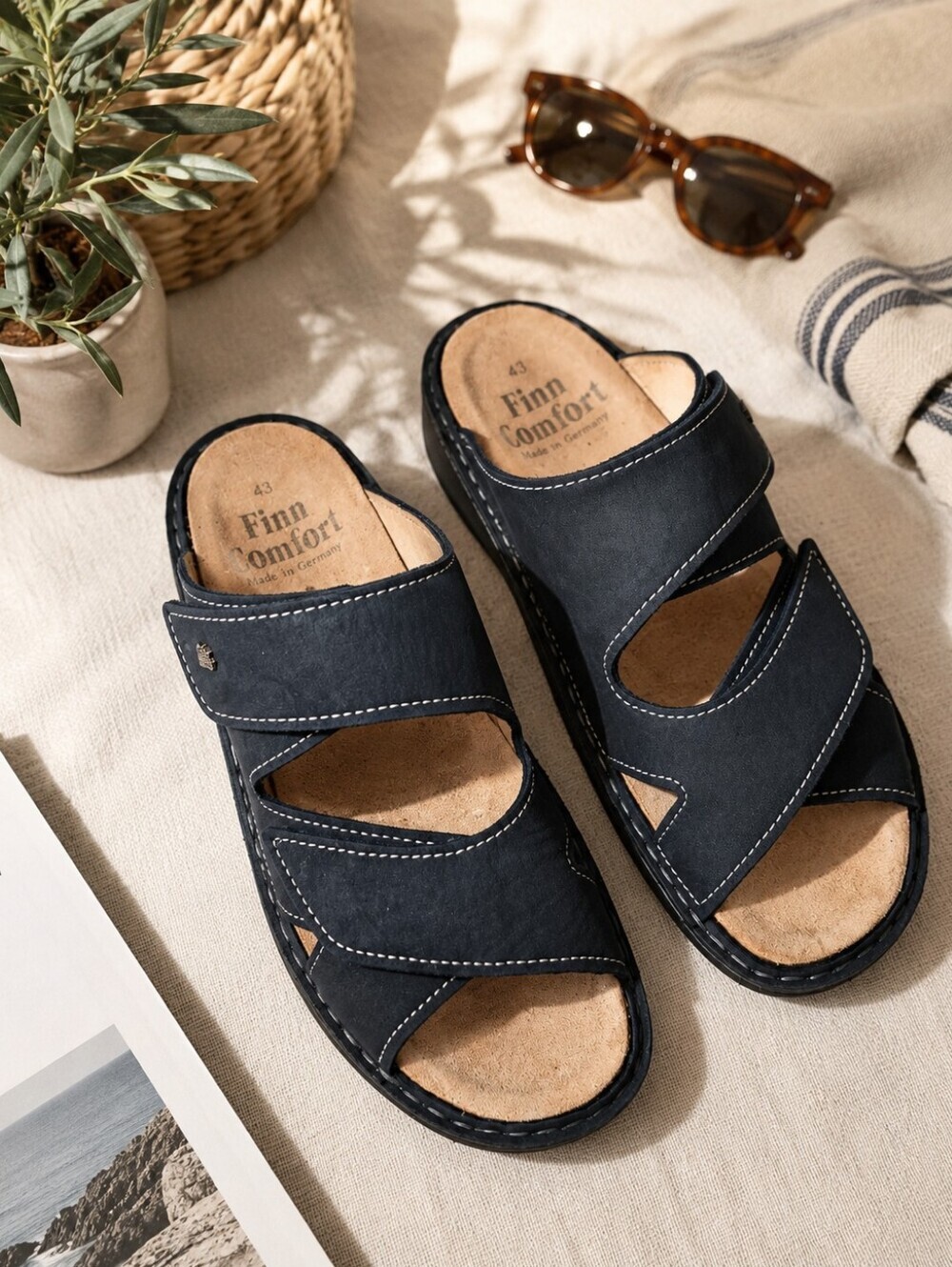 Finn Comfort Blue NubuckSuedeSlide Sandals Worn Once Mens 10-10.5 Womens 11.5-12